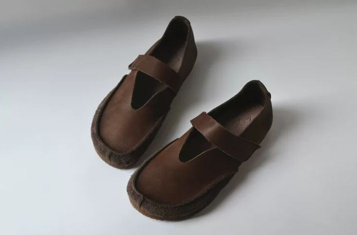 Leather Upper Cowhide Soft-Soled Casual Leather Shoes for Men and Women Retro Mary Jane Style Shoes