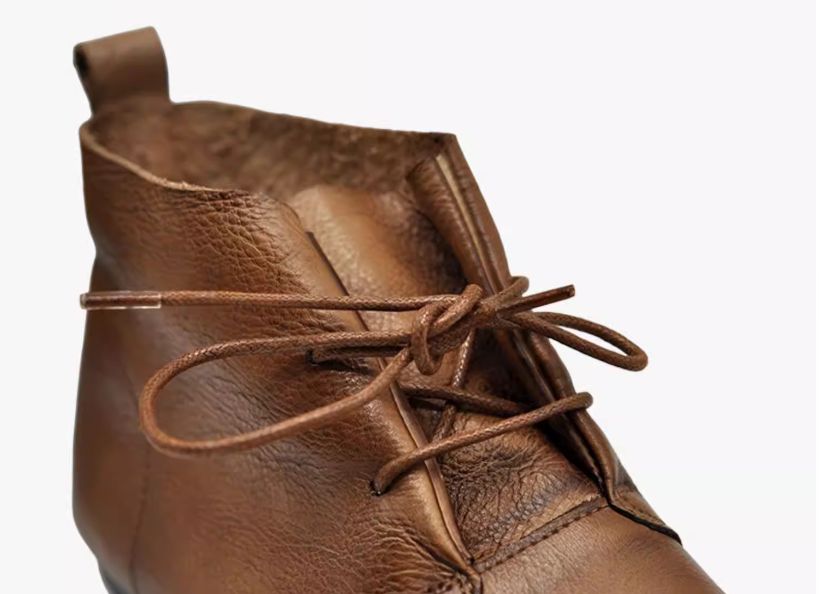 Women's Flat Shoes Lace-up Ankle Boots Retro Pointed-Toe Short Boots