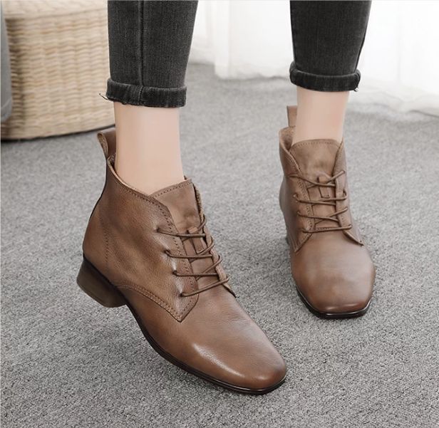 Handmade Leather Boots for Women in Brown