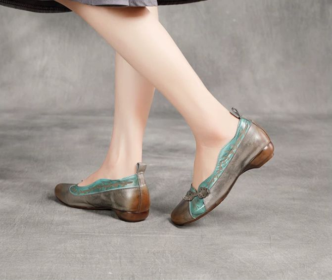 Handmade Leather Flat Shoes for Women