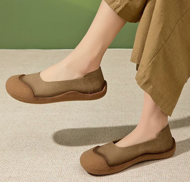Handmade Vintage Leather Flat Shoes for Women