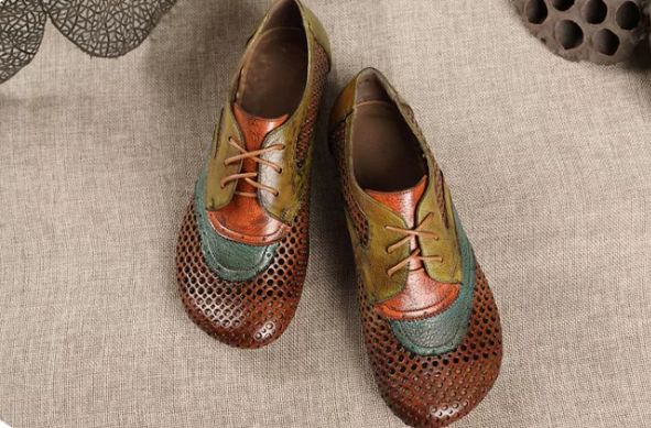 Handmade Vintage Leather Flat Shoes for Women