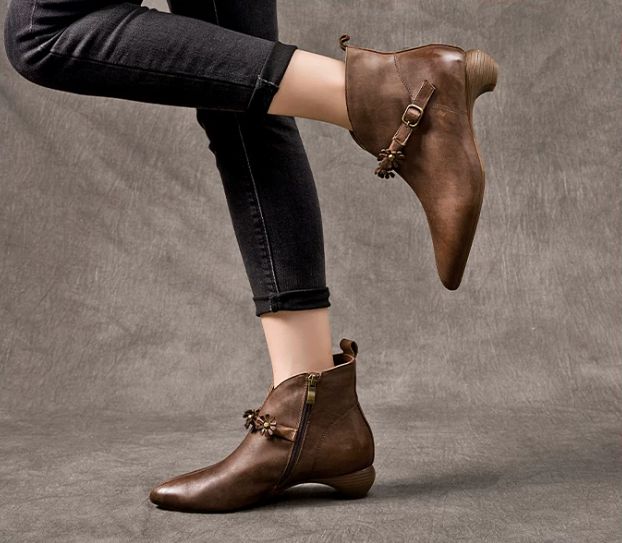 Handmade Leather Boots for Women in Brown