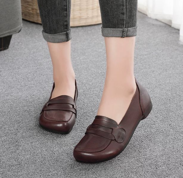 Spring 2026 New Style Genuine Leather Women's Flat Comfortable Cowhide Loafers