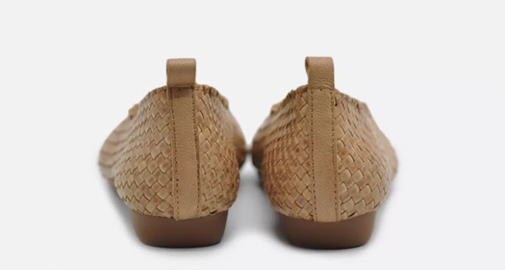 New Vintage Hand-Woven Shoes for Women Genuine Leather Flat Sole Pointed Toe