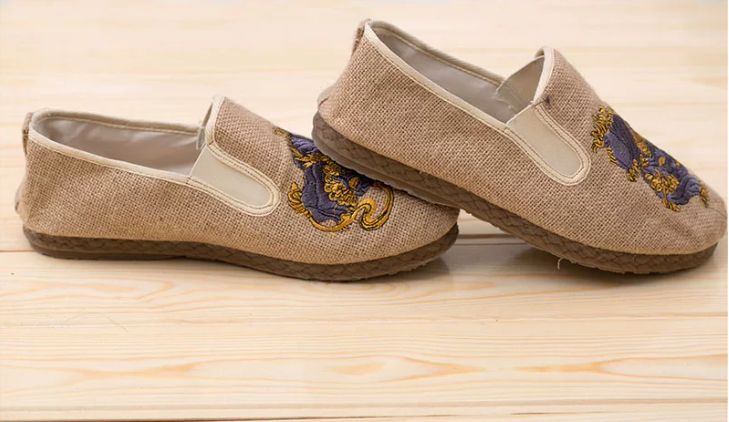 Spring and Summer Cotton and Linen Embroidered Breathable Canvas Shoes, Linen Casual Shoes Men's Shoes