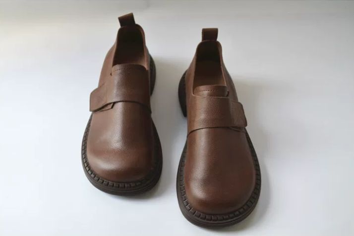 Handmade Leather Shoes for Women Vintage Leather Shoes Loafers for Women