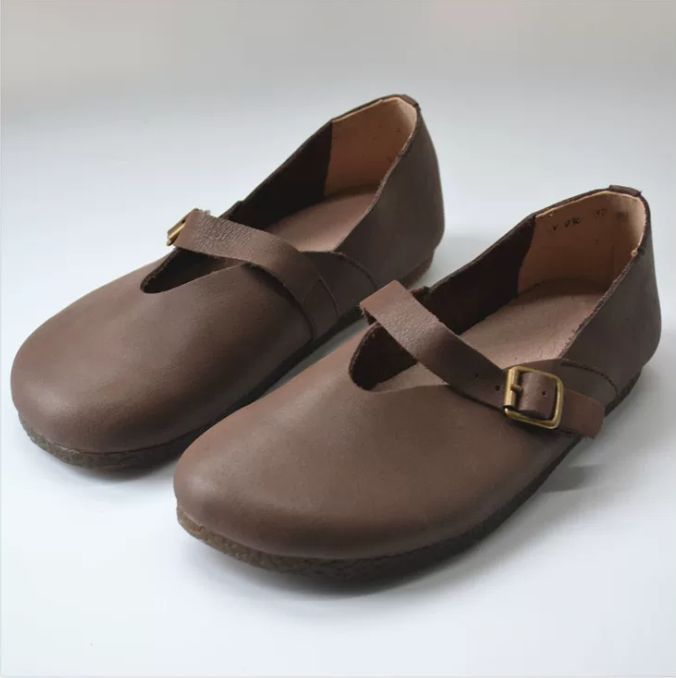 Leather One-piece Mary Jane Shoes for Women, Retro Style
