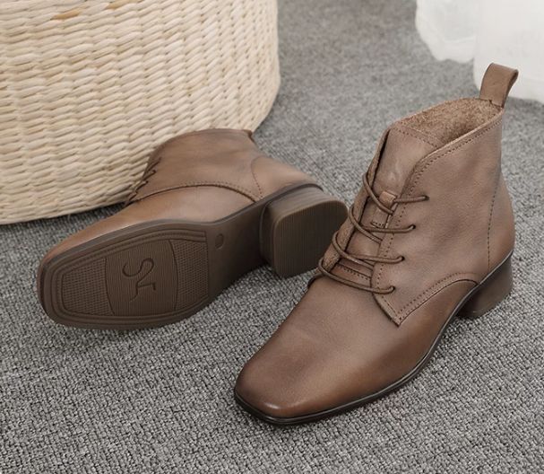 Handmade Leather Boots for Women in Brown