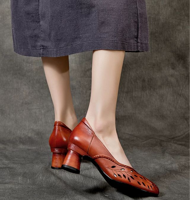 Handmade Leather High-heeled shoes for Women