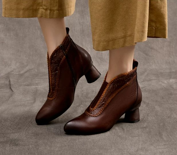 Handmade Leather Boots for Women in Brown