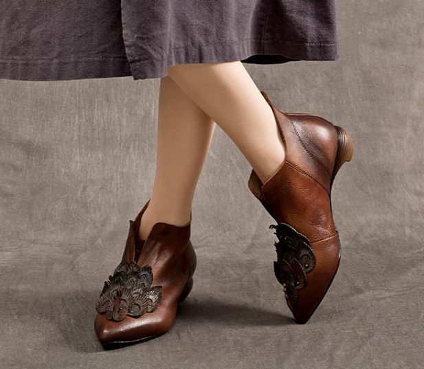 Handmade Leather Boots for Women in Brown