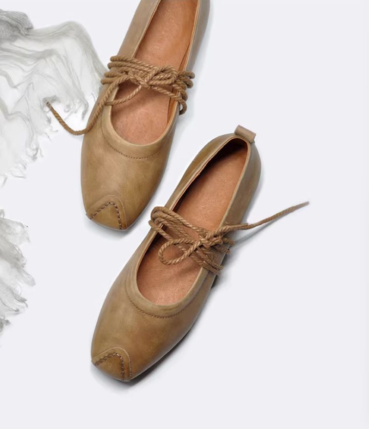 Flat Shoes For Women DIY Braided Leather Low Heel Casual Soft-Topped