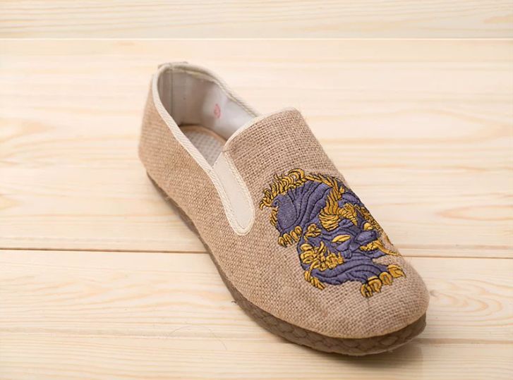 Spring and Summer Cotton and Linen Embroidered Breathable Canvas Shoes, Linen Casual Shoes Men's Shoes