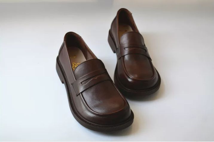 Leather British Style Small Leather Shoes, Top-grade Cowhide Wide-Top shoes, Comfortable Work Shoes
