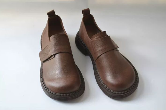 Handmade Leather Shoes for Women Vintage Leather Shoes Loafers for Women