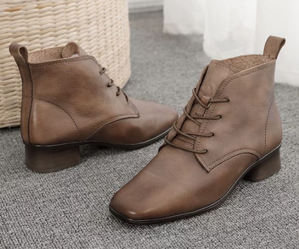 Handmade Leather Boots for Women in Brown