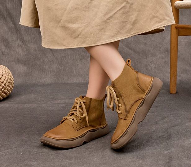 Handmade Leather Boots for Women in Brown