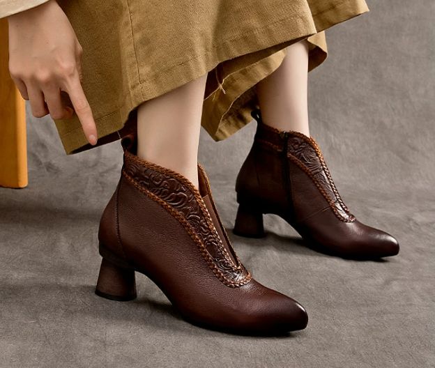 Handmade Leather Boots for Women in Brown