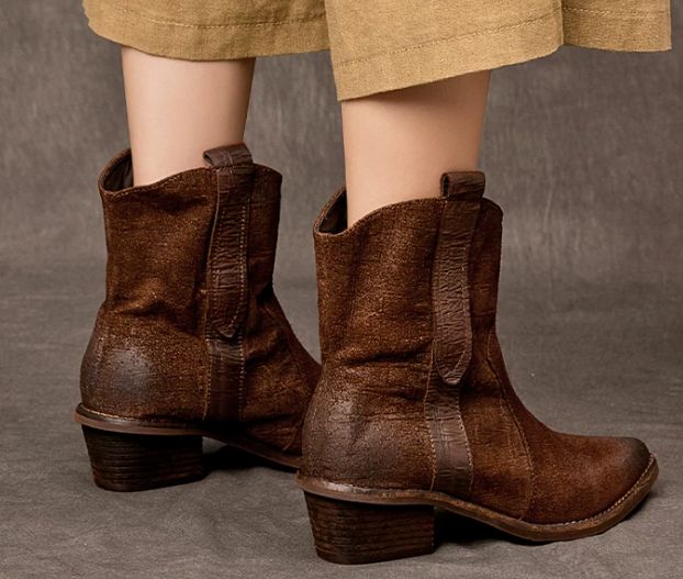 Handmade Leather Boots for Women in Brown