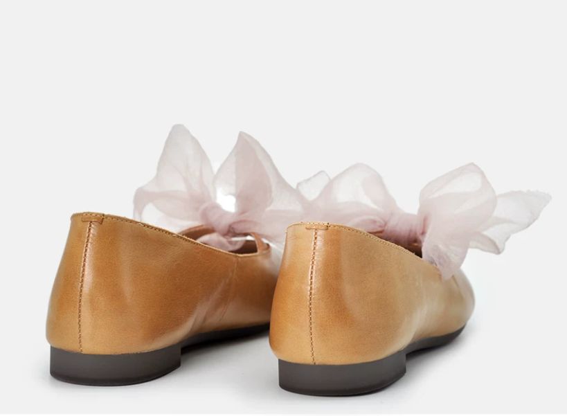 Lace-up Flat Shoes Low-cut Square Bow Tie Single Shoes for Women