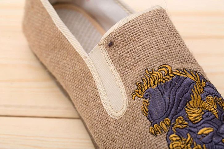 Spring and Summer Cotton and Linen Embroidered Breathable Canvas Shoes, Linen Casual Shoes Men's Shoes