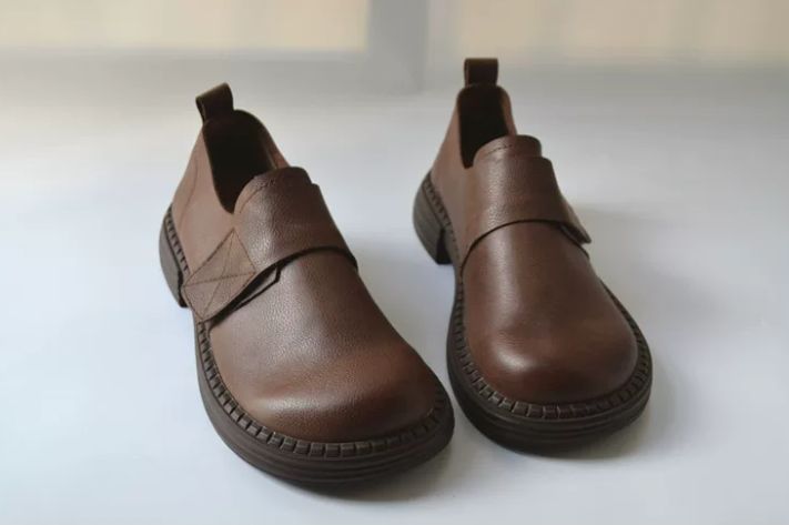 Handmade Leather Shoes for Women Vintage Leather Shoes Loafers for Women