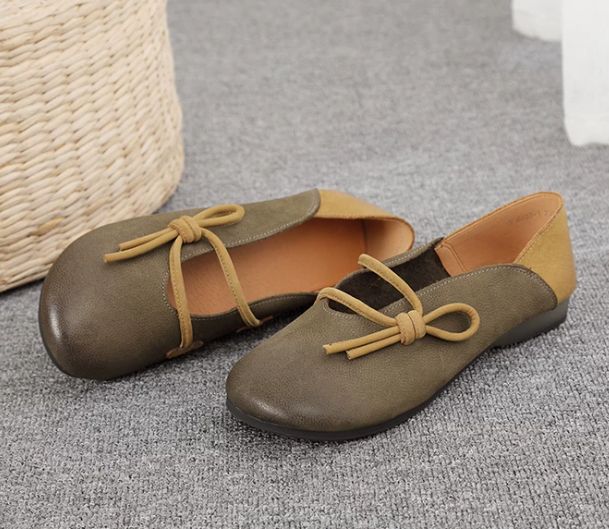 Handmade Vintage Leather Flat Shoes for Women