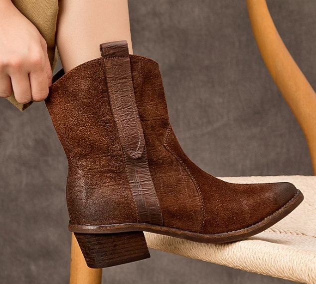 Handmade Leather Boots for Women in Brown