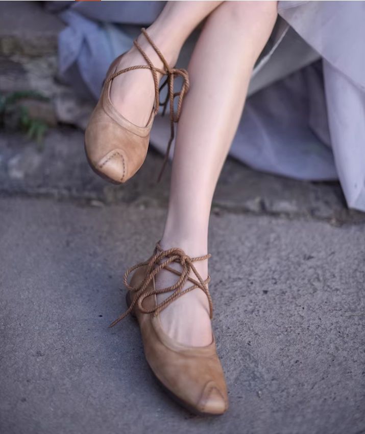 Flat Shoes For Women DIY Braided Leather Low Heel Casual Soft-Topped