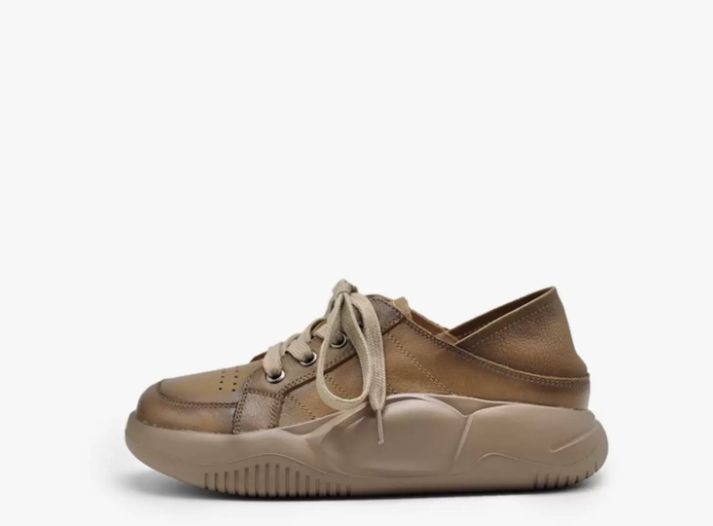 Retro Hong Kong Style Chic Shoes Thick-soled Casual Shoes Sports Shoes Women's Style Genuine Leather