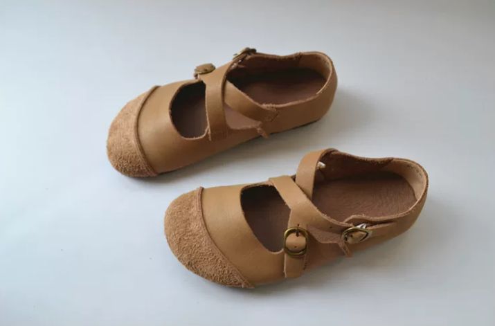 Handmade Cross-buckle Leather Flat Shoes, Retro and Artistic Soft-Soled Shoes Women's Shoes