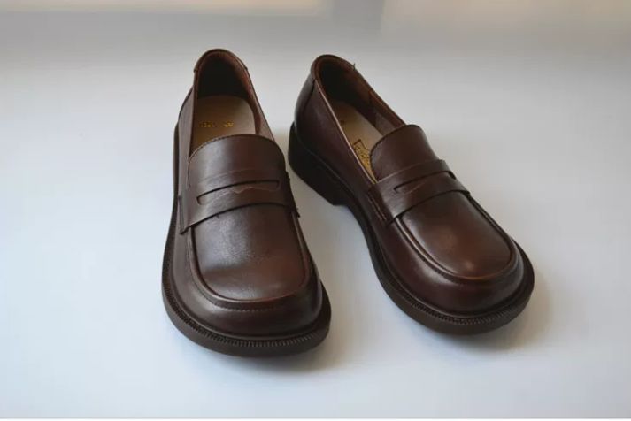 Leather British Style Small Leather Shoes, Top-grade Cowhide Wide-Top shoes, Comfortable Work Shoes