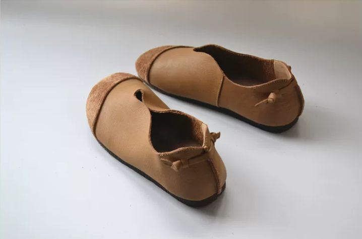 Handmade Leather Soft Flat Shoes For Women Retro Design