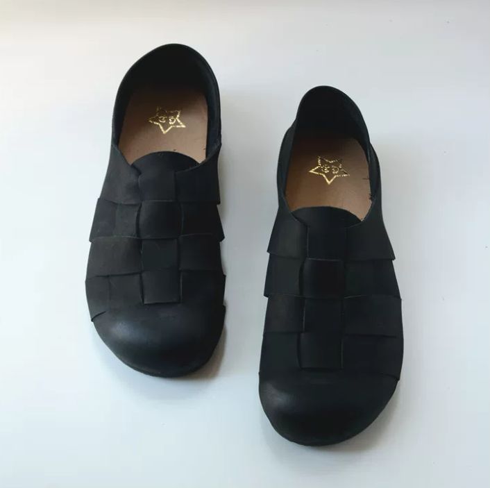 Retro Shoe with Genuine Leather Soft Sole Ankle Strap Woven Style Retro Charm