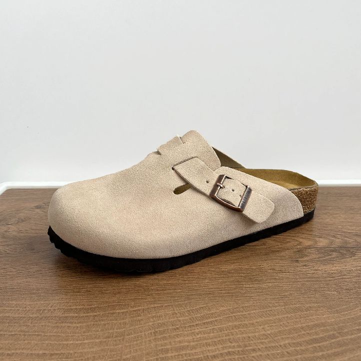 BURKIN shoes Retro Cork-covered Head-Trimmed Slip-on Shoes Women's and Men's Matching Outerwear Style Slip-on Shoes One-Piece Footwear