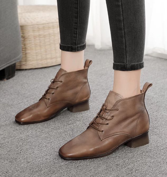 Handmade Leather Boots for Women in Brown