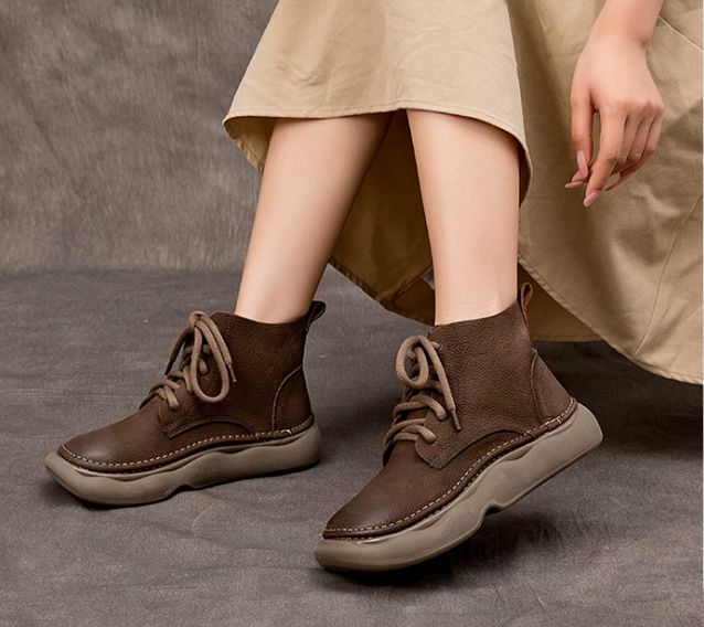 Handmade Leather Boots for Women in Brown