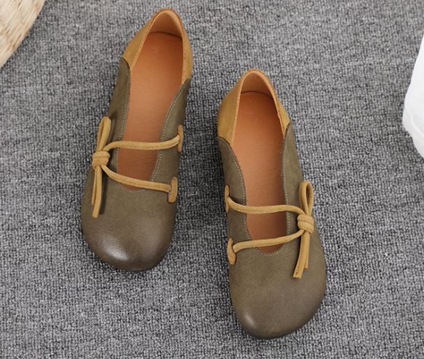 Handmade Vintage Leather Flat Shoes for Women