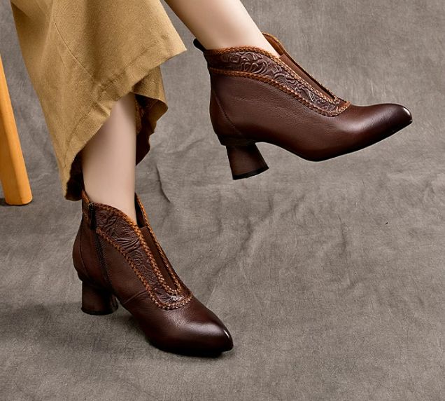 Handmade Leather Boots for Women in Brown