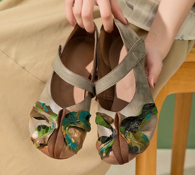 Handmade Vintage Leather Flat Shoes for Women
