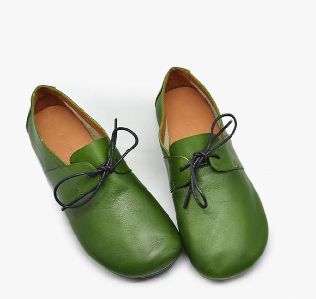 Handmade Vintage Leather Flat Shoes for Women