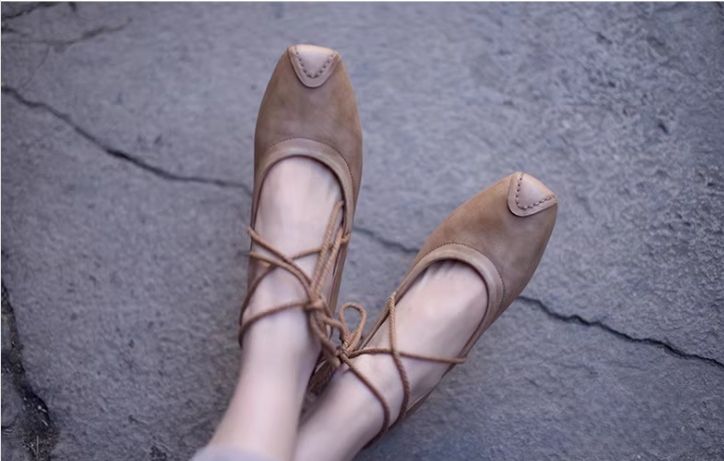 Flat Shoes For Women DIY Braided Leather Low Heel Casual Soft-Topped