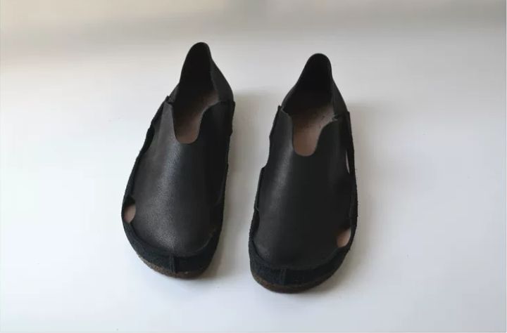 Handmade Leather Flat Shoes Retro Hollowed-Out Casual Leather Shoes