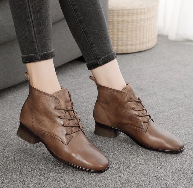 Handmade Leather Boots for Women in Brown