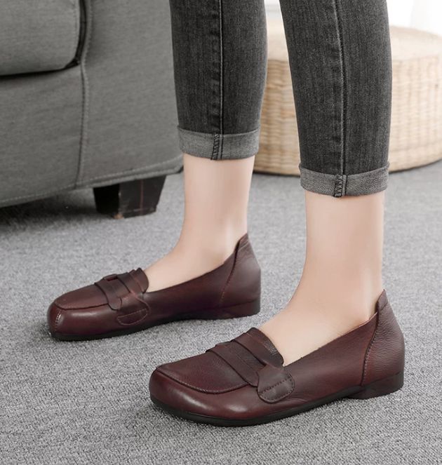 Spring 2026 New Style Genuine Leather Women's Flat Comfortable Cowhide Loafers