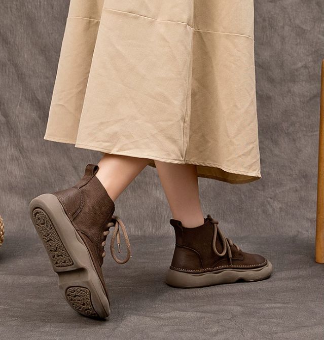 Handmade Leather Boots for Women in Brown