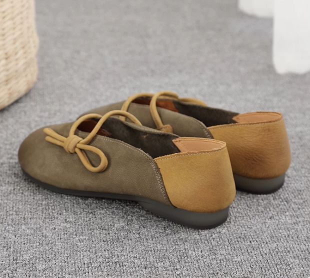 Handmade Vintage Leather Flat Shoes for Women