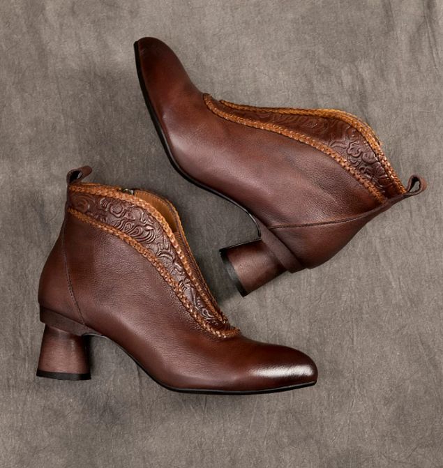 Handmade Leather Boots for Women in Brown