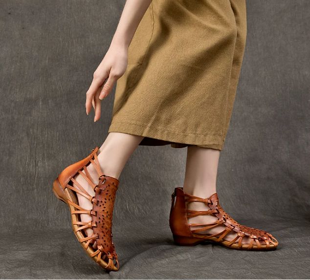 2026 Summer New Style Leather Sandals for Women - Comfortable and Versatile Cowhide Low Heel Shoes